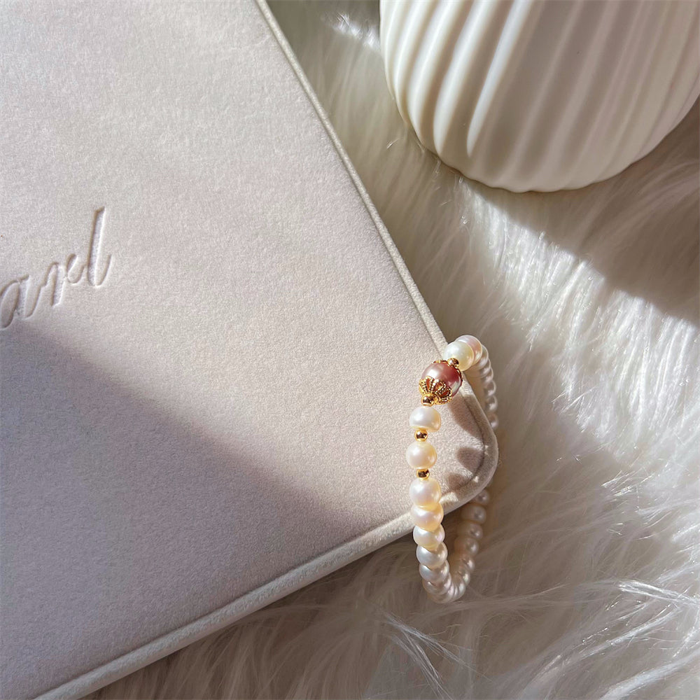 Freshwater Pearl Elastic Bracelet - Grape - Akuna Pearls