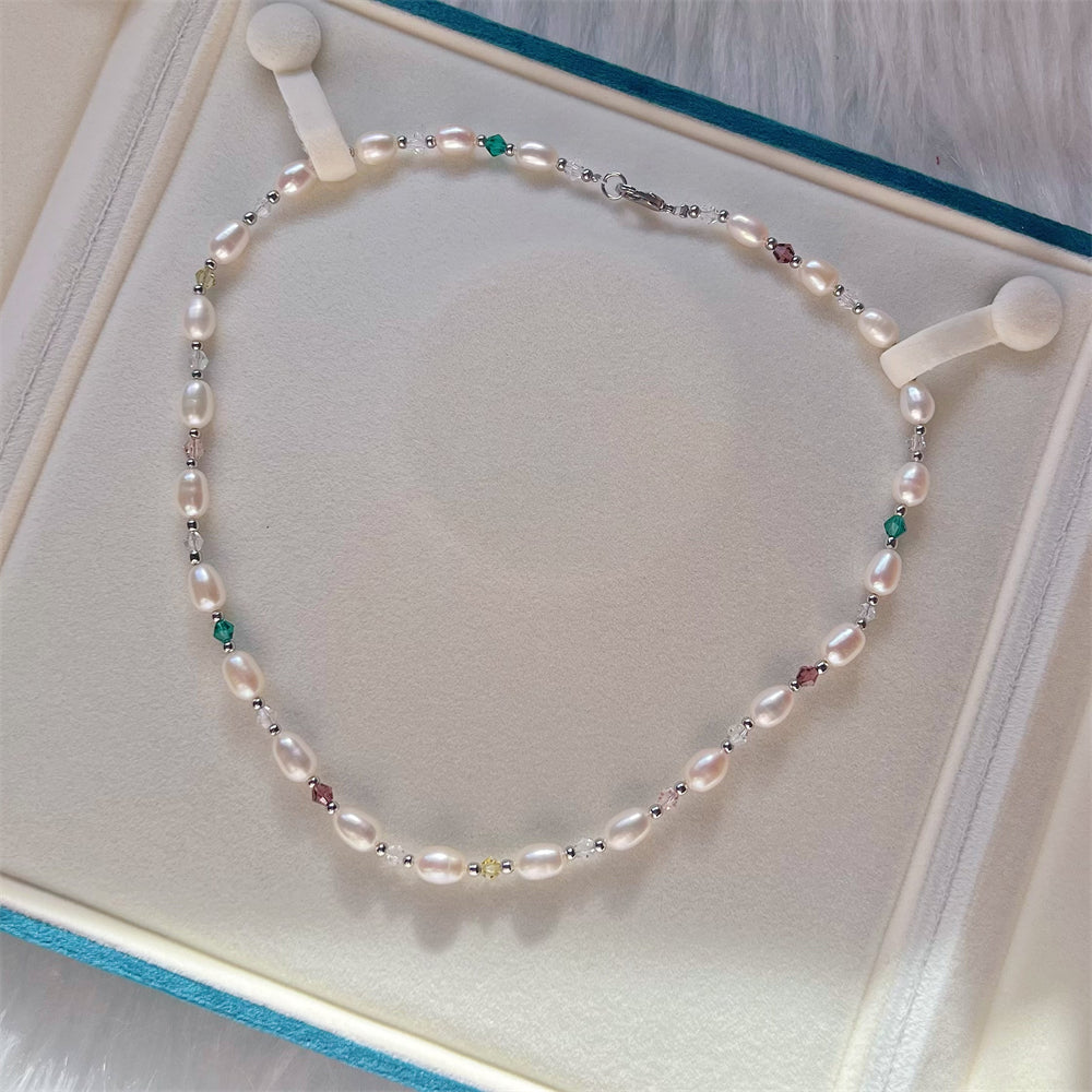 Freshwater Pearl &amp; Glass Bead Necklace - Harper - Akuna Pearls