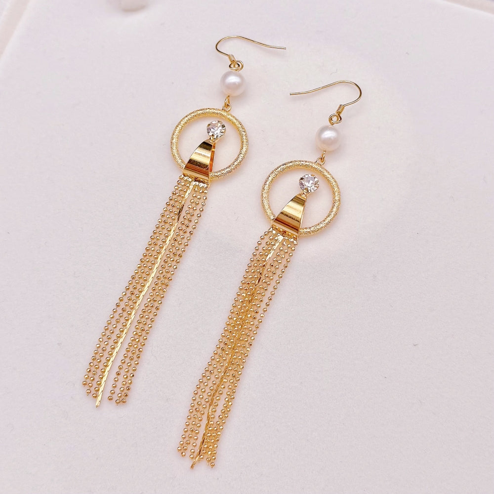 Freshwater Pearl Gold Wiring Dangle Hook Earrings - Charelle - Akuna Pearls