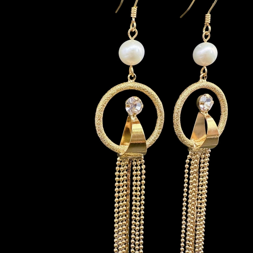 Freshwater Pearl Gold Wiring Dangle Hook Earrings - Charelle - Akuna Pearls