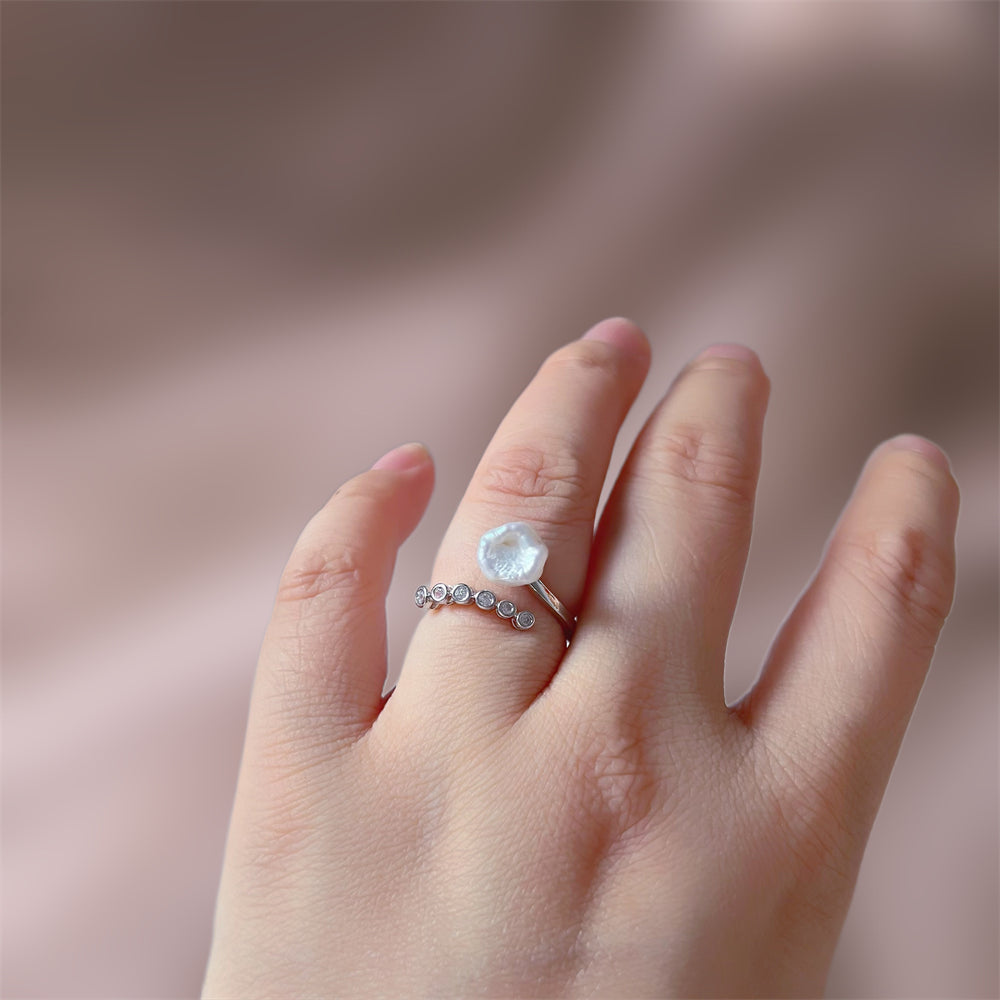 Freshwater Pearl Baroque Pearl Open Ring - Emily - Akuna Pearls