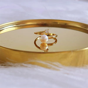 Freshwater Pearl Open Ring - CZ - Akuna Pearls