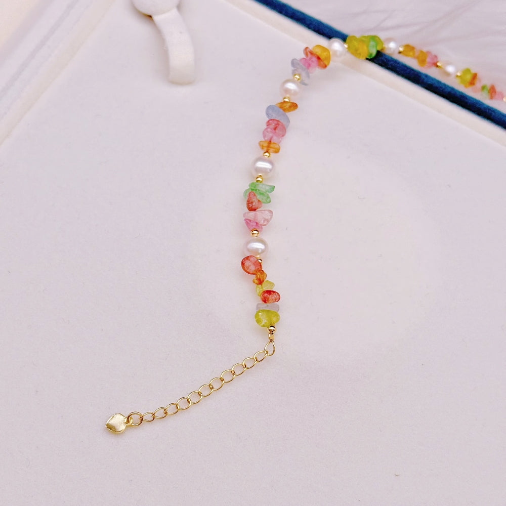 Freshwater Pearl & Gemstone Bracelet - Rainbow - Akuna Pearls