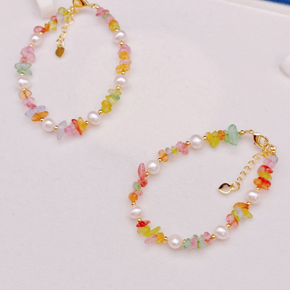 Freshwater Pearl & Gemstone Bracelet - Rainbow - Akuna Pearls