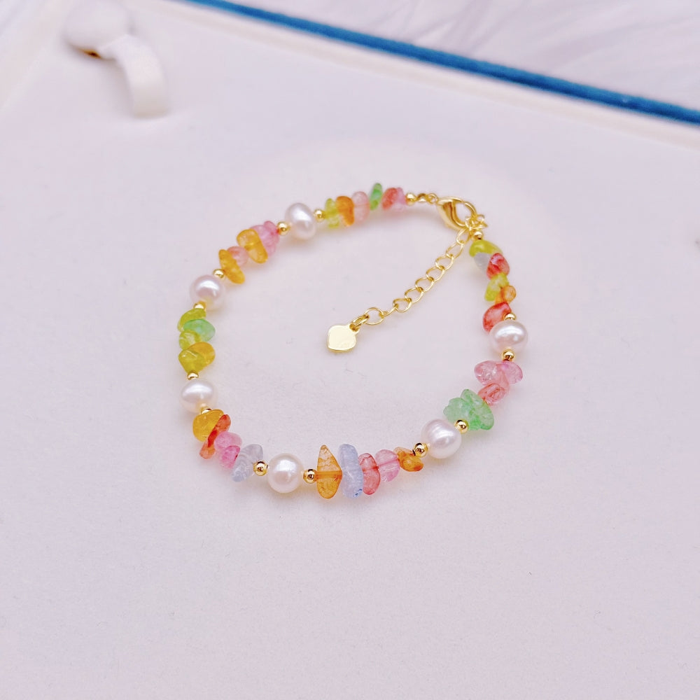 Freshwater Pearl & Gemstone Bracelet - Rainbow - Akuna Pearls