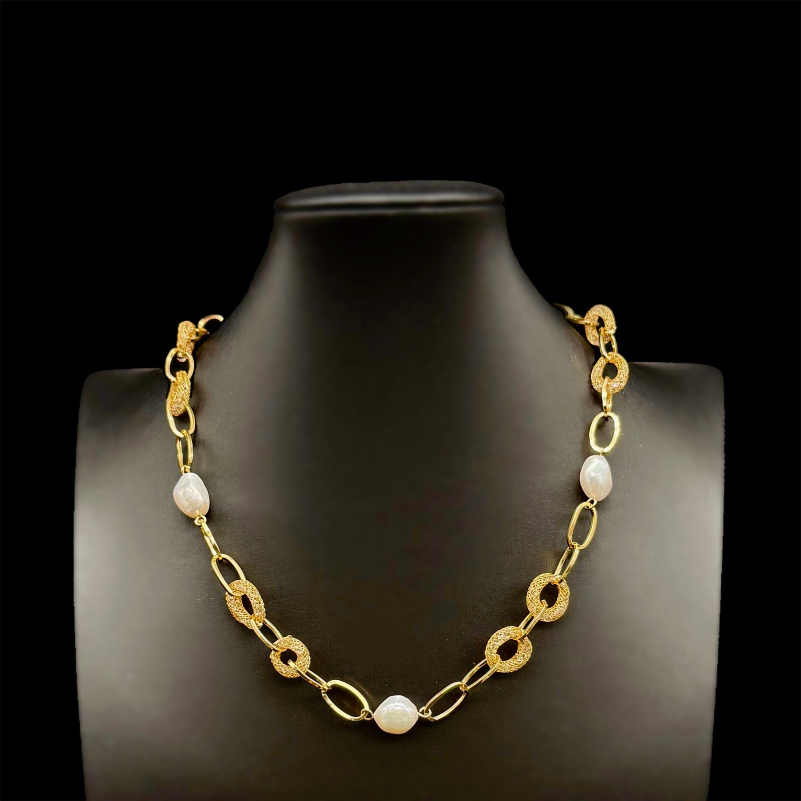 Baroque Pearl Oval Cable Chain Necklace - Rama - Akuna Pearls