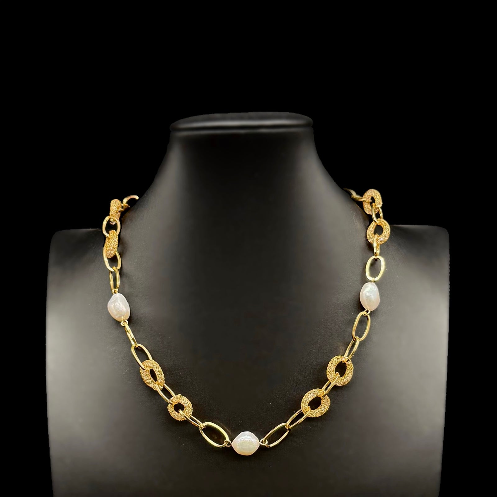 Baroque Pearl Oval Cable Chain Necklace - Rama - Akuna Pearls