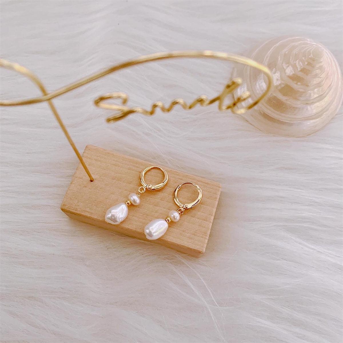 Baroque Pearl Huggie Earrings - Eve - Akuna Pearls