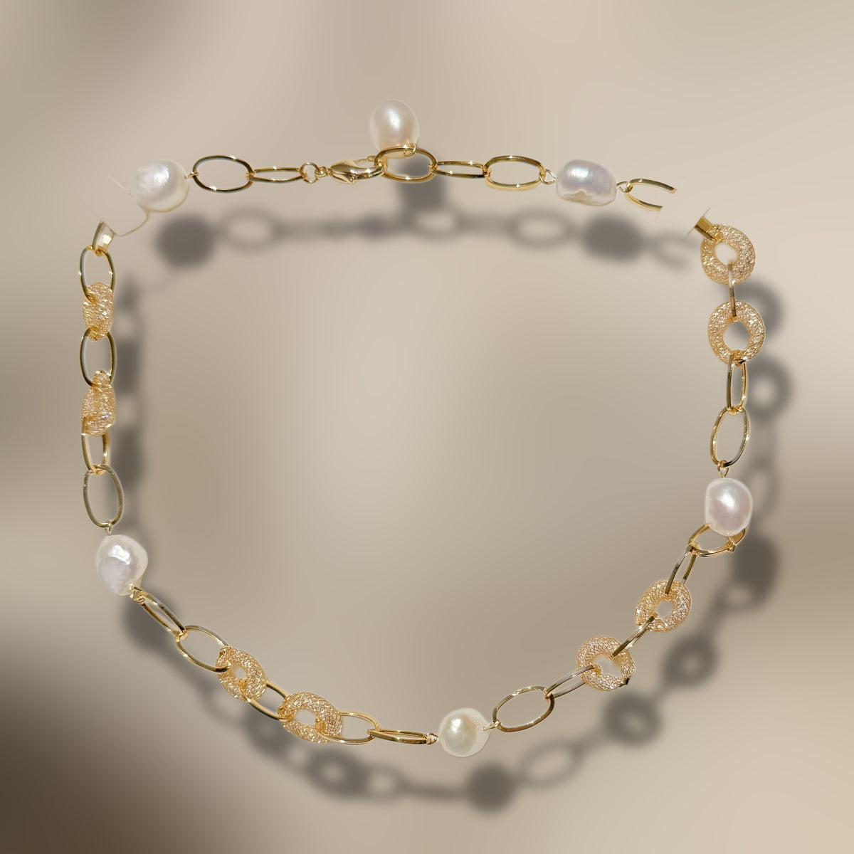 Baroque Pearl Oval Cable Chain Necklace - Rama - Akuna Pearls