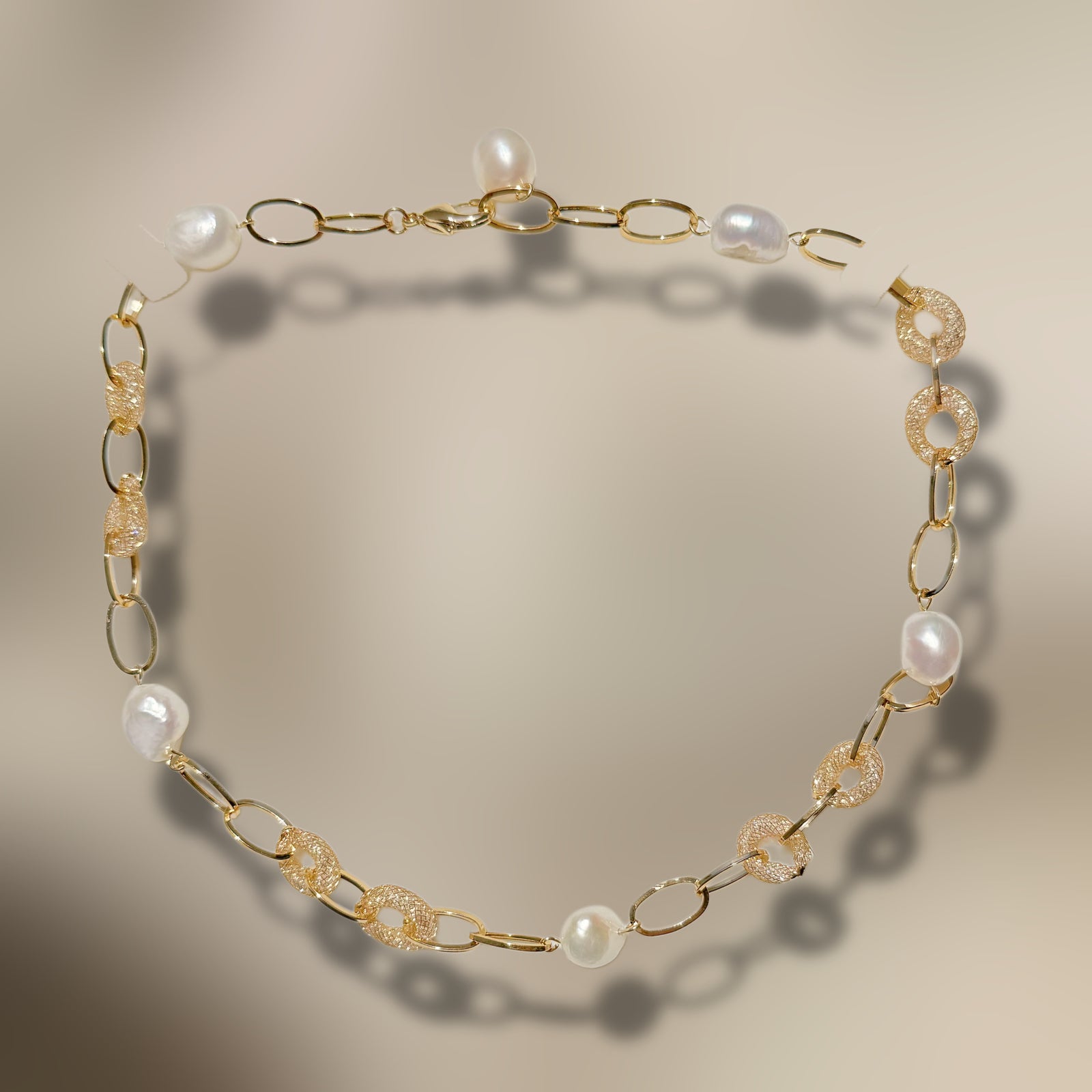 Baroque Pearl Oval Cable Chain Necklace - Rama - Akuna Pearls