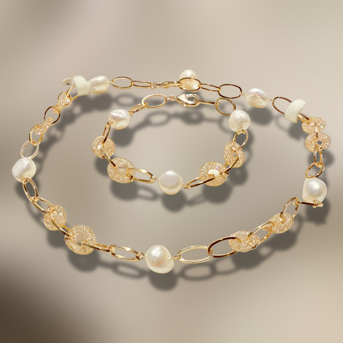 Baroque Pearl Oval Cable Chain Necklace - Rama - Akuna Pearls