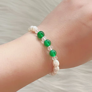 Freshwater Pearl Bracelet - Green Agate - Akuna Pearls