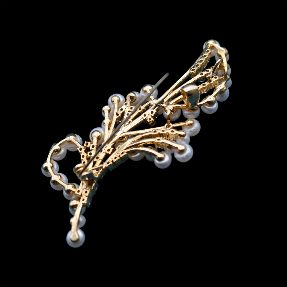 Luxury Freshwater Pearl Brooch - Bouquet Multi Pearls - Gold - Akuna Pearls