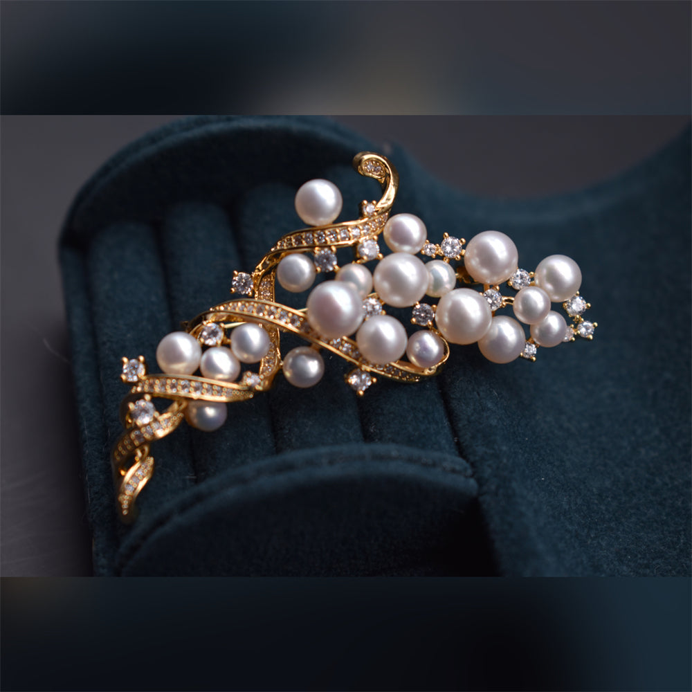 Luxury Freshwater Pearl Brooch - Tornado - Akuna Pearls