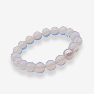 Freshwater Pearl & Natural Stone Bracelet - Opalite - Akuna Pearls