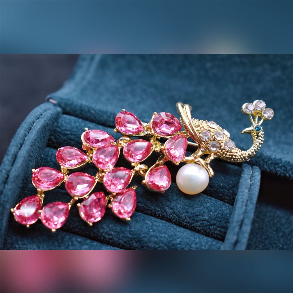 Freshwater Pearl Brooch - Pink Peacock - Akuna Pearls