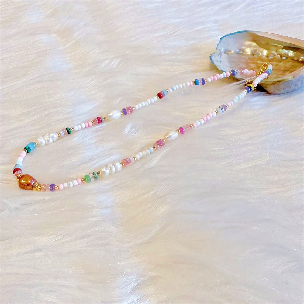 Freshwater Pearl and Gemstone Necklace - Verna - Akuna Pearls