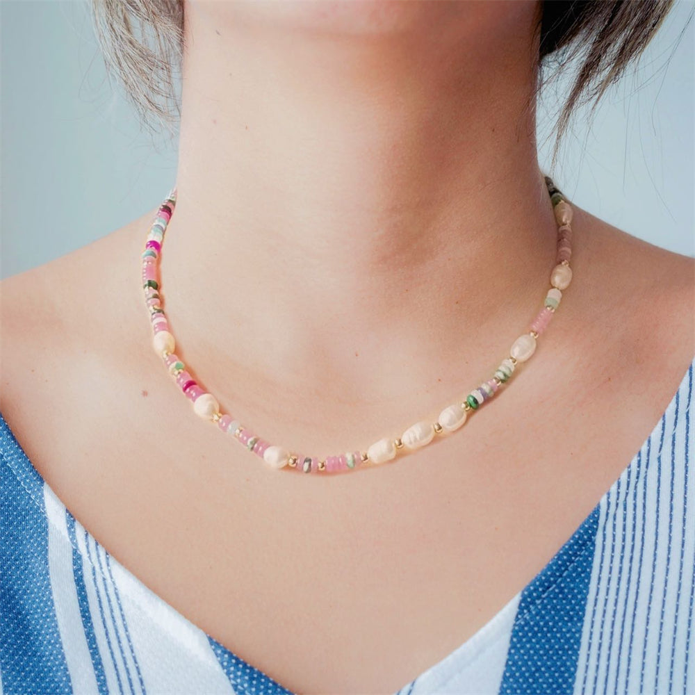 Freshwater Pearl and Gemstone Necklace - Verna - Akuna Pearls