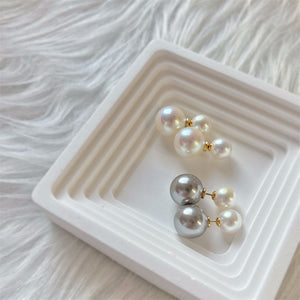 Shell Pearl Front & Back Double Pearl Earrings - Dua - Akuna Pearls