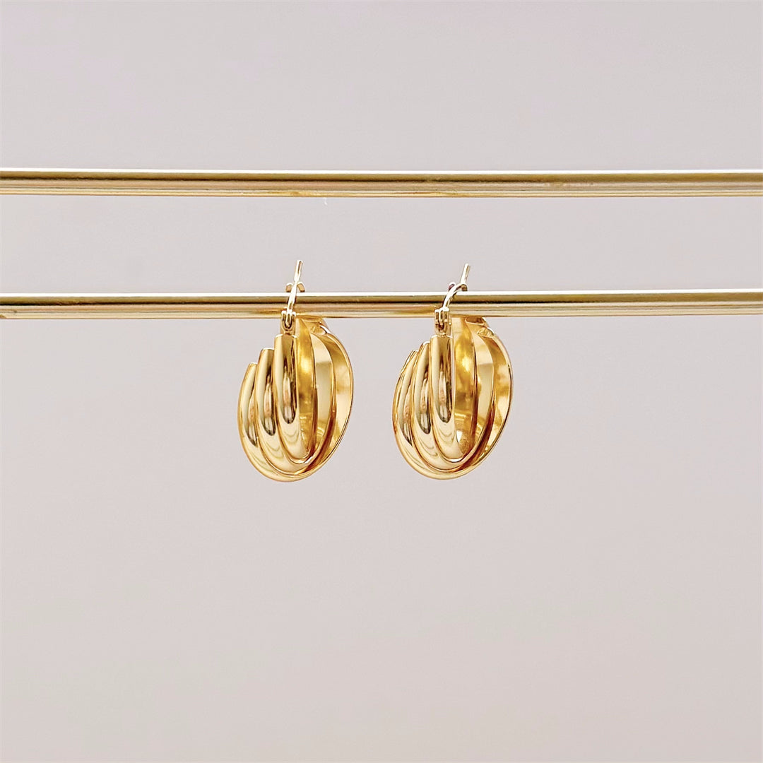 Minimal Titanium Waterproof Hoop Earrings - Small Lines - Akuna Pearls