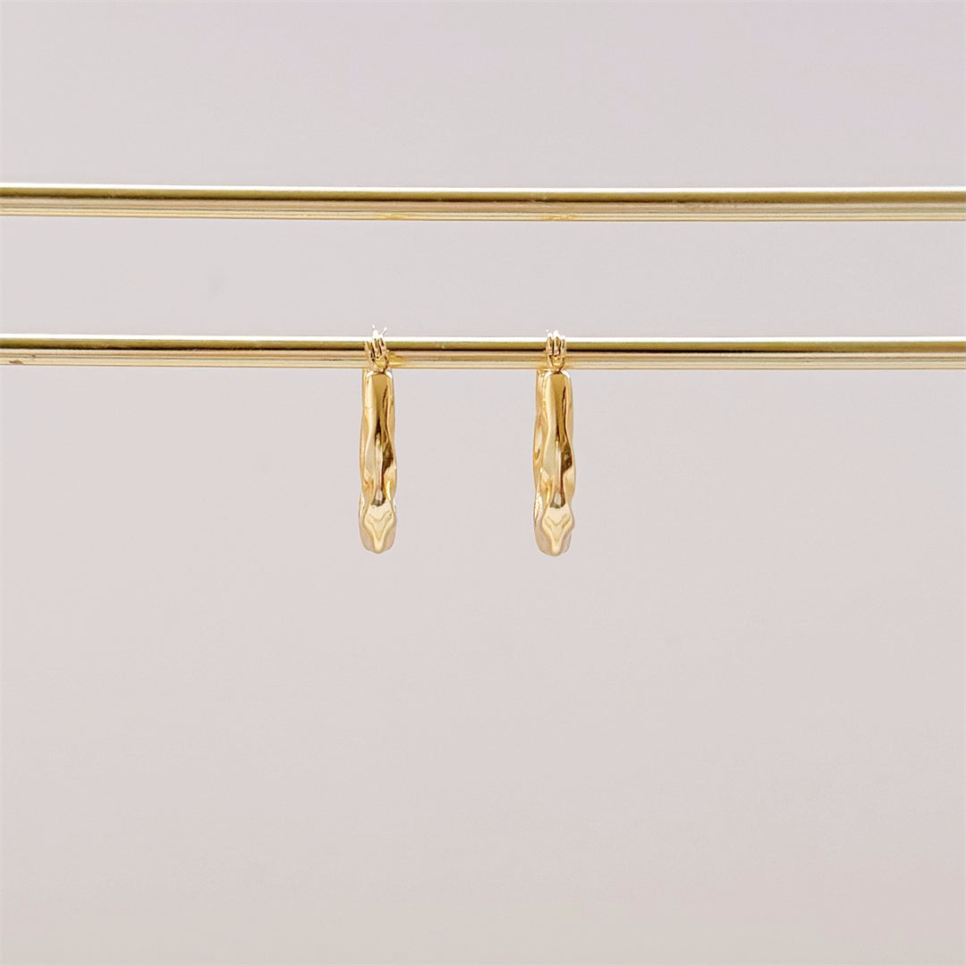 Minimal Titanium Waterproof Hoop Earrings - Small Embossed Hoop - Akuna Pearls