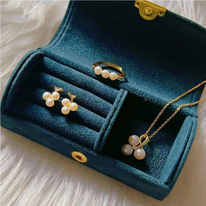 Freshwater Pearl Necklace, Earrings and Ring Gift Set - Solana - Akuna Pearls