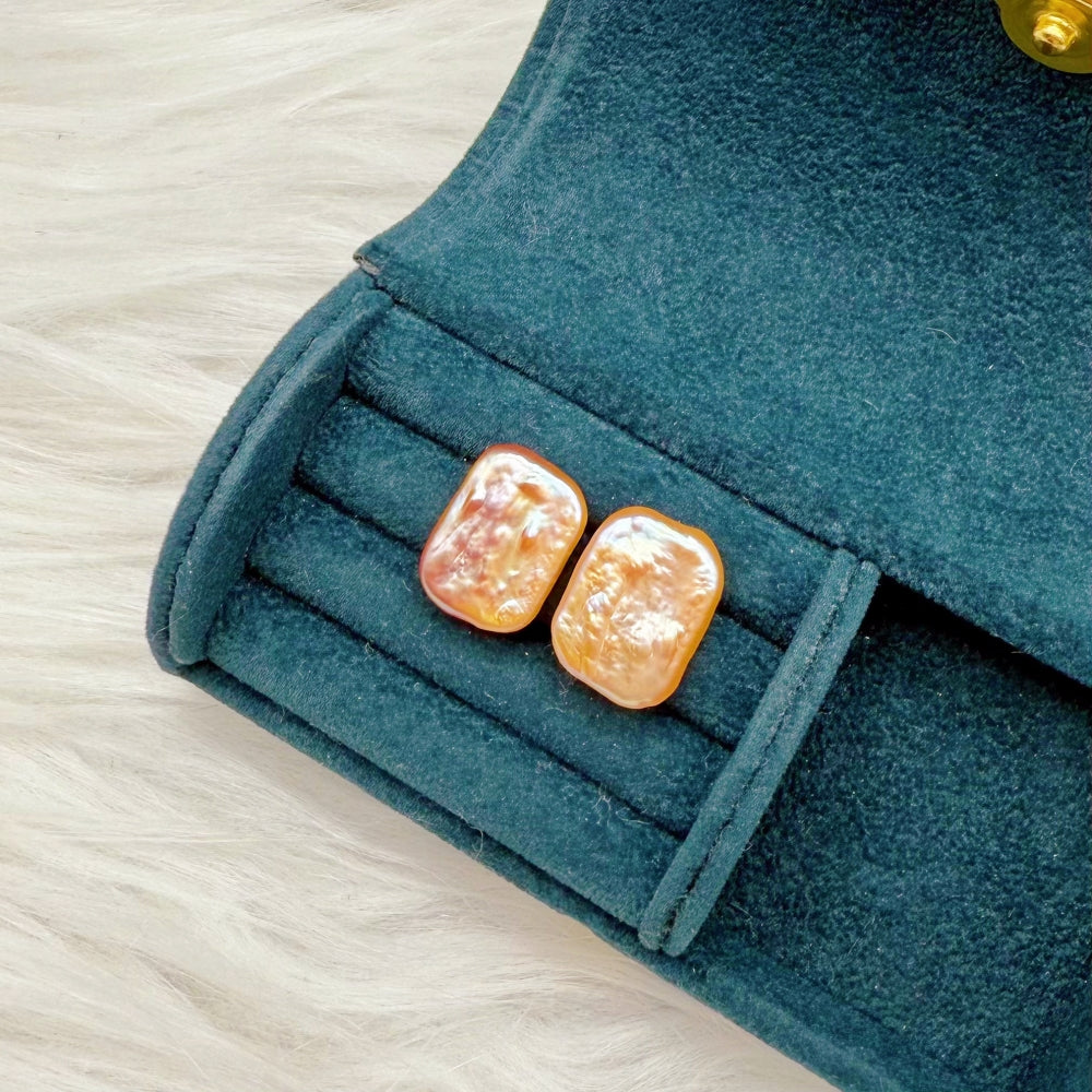 Square-shaped Freshwater Pearl Stud Earrings - Zoe - Akuna Pearls
