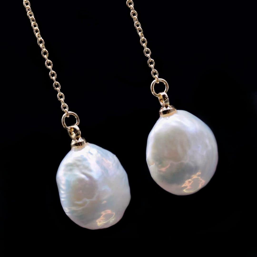 Baroque Pearl Long Drop Earrings - Steph - Akuna Pearls