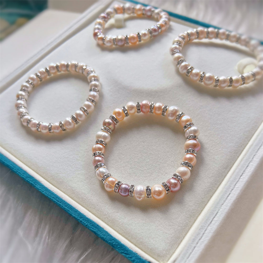 Freshwater Pearl Elastic Bracelet - Cora - Akuna Pearls