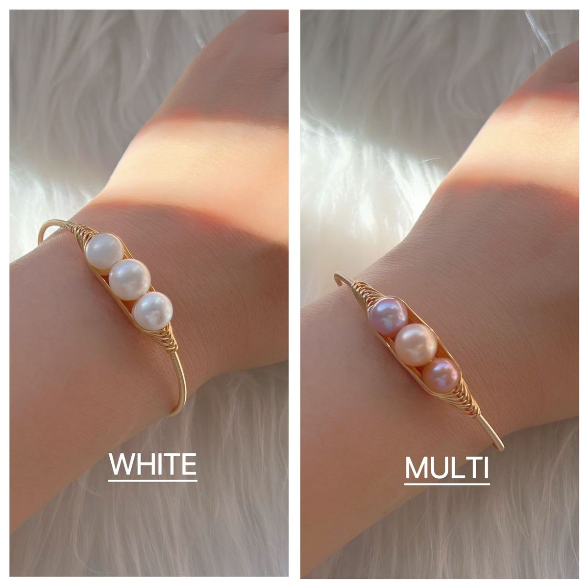 Freshwater Pearl Wire Bangle - Fabia - Akuna Pearls