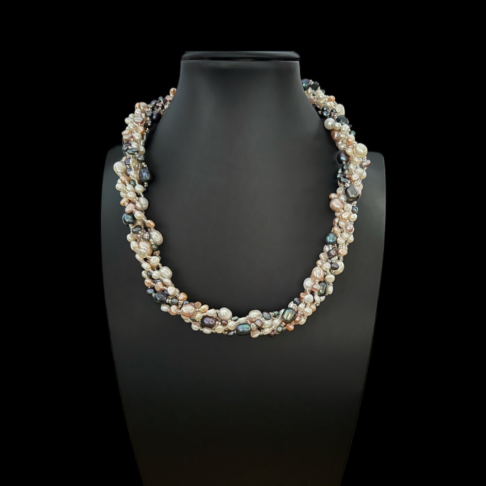 Freshwater Pearl Twisted Necklace Gardenia Akuna Pearls