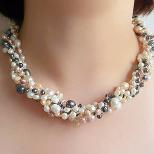 Freshwater Pearl Twisted Necklace - Gardenia - Akuna Pearls