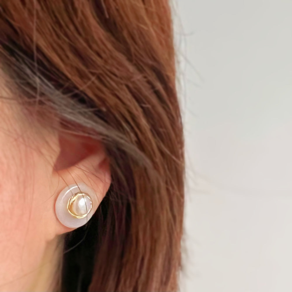 Freshwater Pearl Stud Earrings - Jade - Akuna Pearls