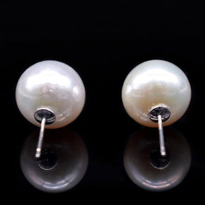 Freshwater Pearl Stud Earrings 13mm Off Round - Akuna Pearls
