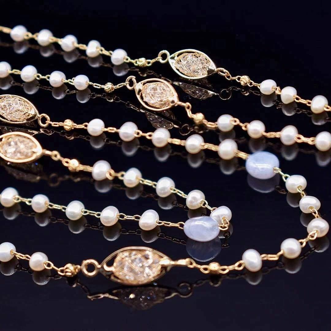 Freshwater Pearl Long Necklace - Verna - Akuna Pearls