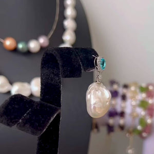 Baroque Pearl Pendant - Aqua