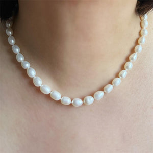Classic Freshwater Pearl Necklace 8mm Rice - Akuna Pearls
