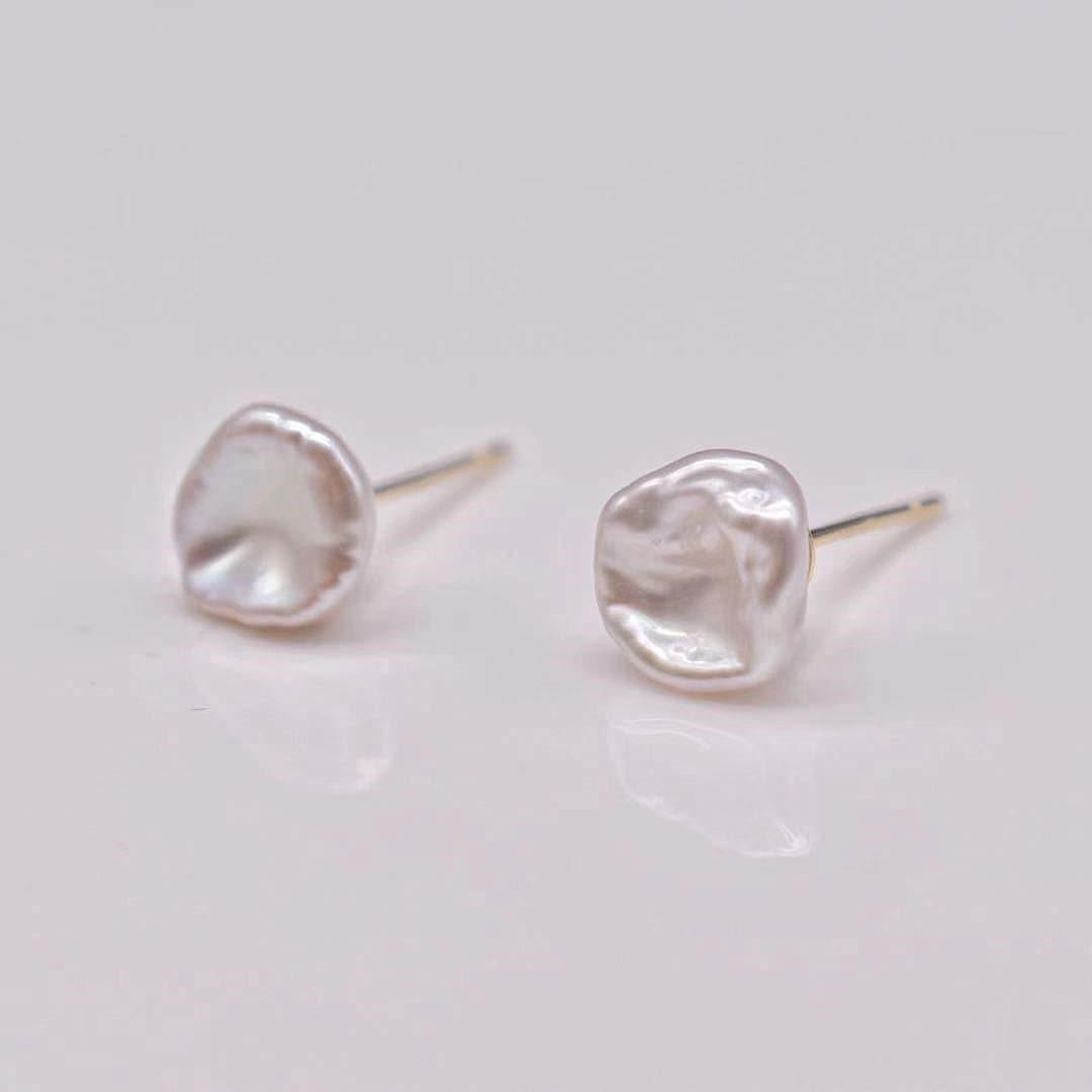 Keshi Pearl Stud Earrings - Ailis - Akuna Pearls