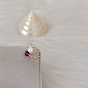 Freshwater Pearl with Amethyst Ring - Fine - Akuna Pearls