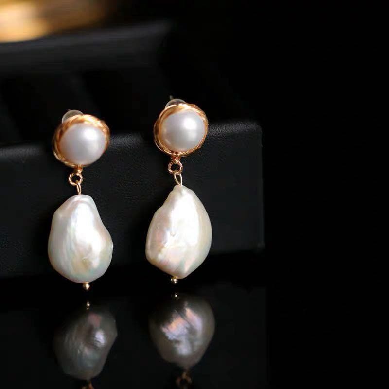 9ct Gold Freshwater Pearl Drop Earrings in White  Angus  Coote