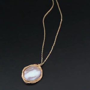 Baroque Pearl Necklace - Gold Edge - Akuna Pearls