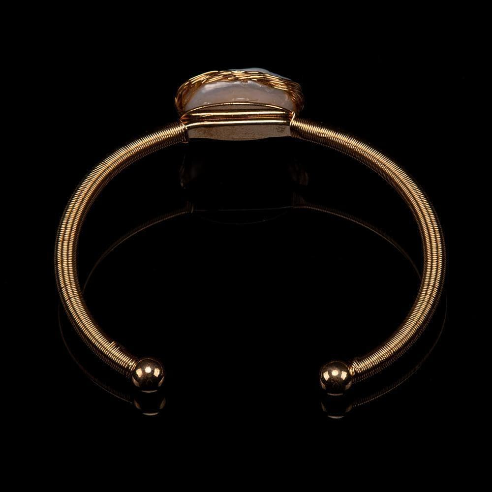 Baroque Pearl Bangle - Gold Edge - Akuna Pearls