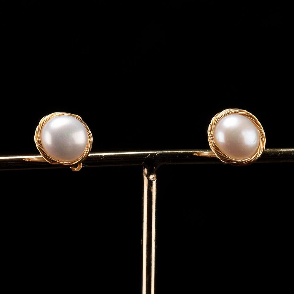Baroque Pearl Studs - Gold Edge - Akuna Pearls