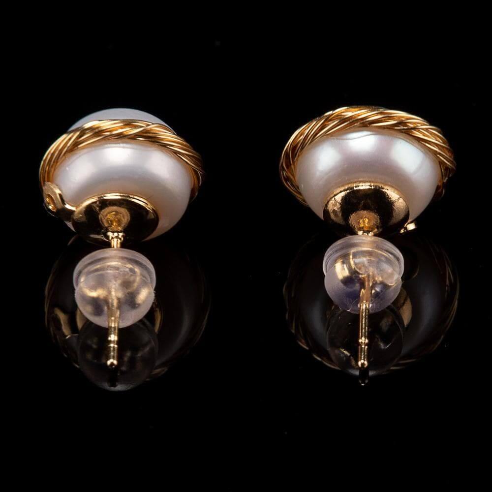 Baroque Pearl Studs - Gold Edge - Akuna Pearls