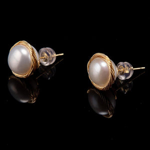 Baroque Pearl Studs - Gold Edge - Akuna Pearls