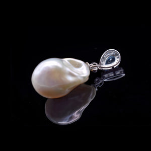 Baroque Pearl Pendant - Aqua - Akuna Pearls