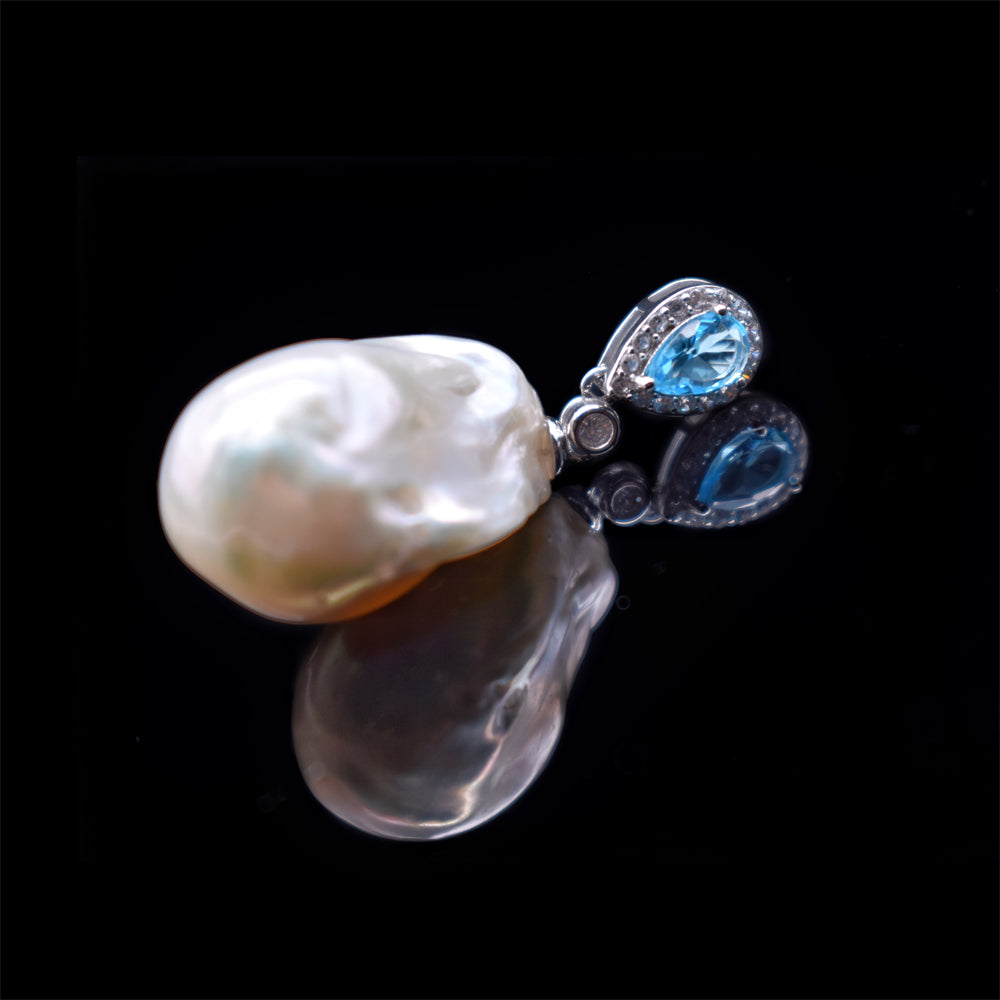 Baroque Pearl Pendant - Aqua - Akuna Pearls