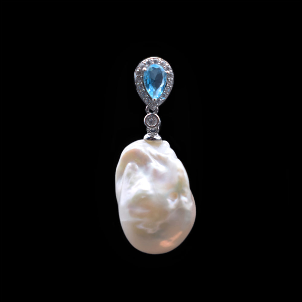 Baroque Pearl Pendant - Aqua - Akuna Pearls