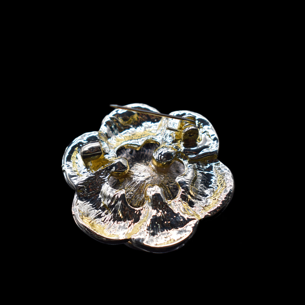 Freshwater Pearl Brooch - Black Camellia - Akuna Pearls