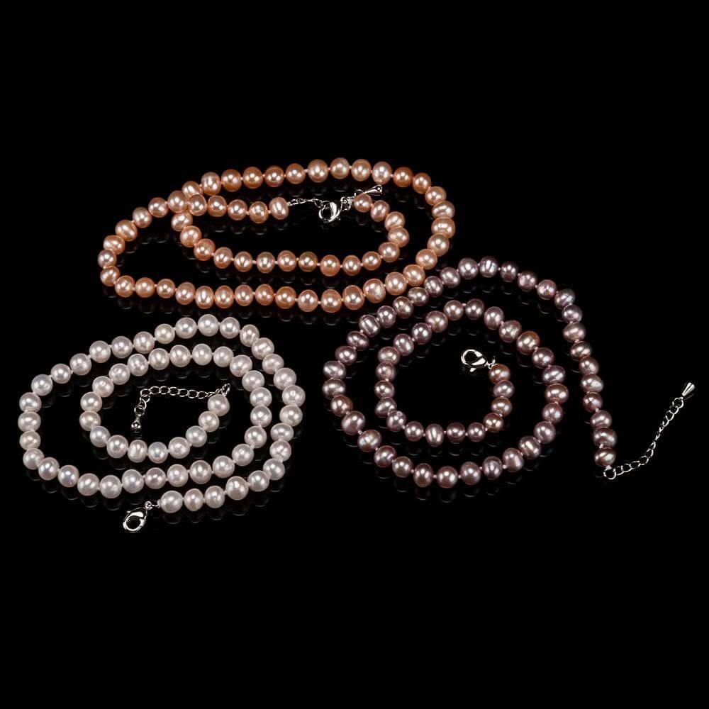 Classic Freshwater Pearl Necklace 8mm Oval - Akuna Pearls